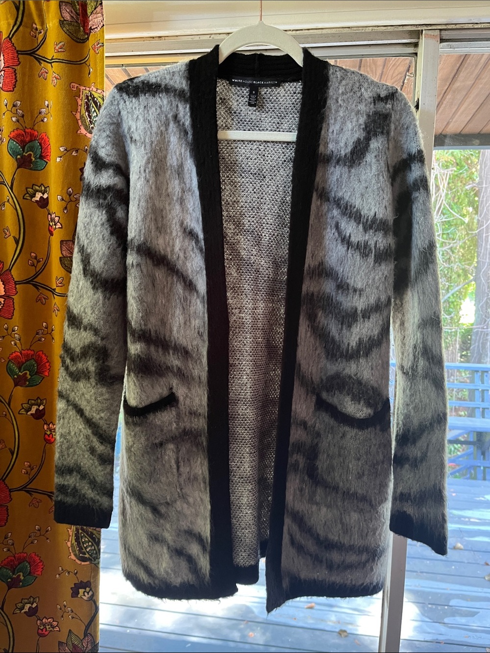 White House Black Market Gray and Black Knit Cardigan